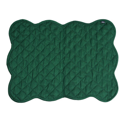 Dupioni Silk Green reversible Quilted Table runner, Trivet, placemat  & Table toppers design by HOME HEART Brands