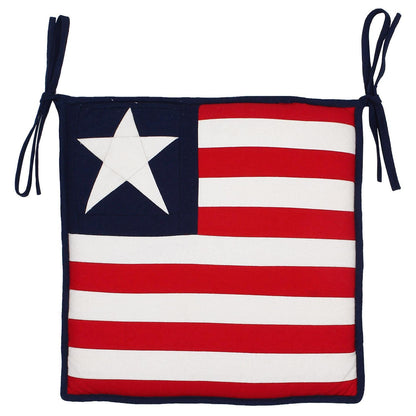 Chair Pad Premium tapestry cotton fabric OLD GLORY 2 inch thick seat pad with ties Any Size Available by Home Heart Brands(Made in India)