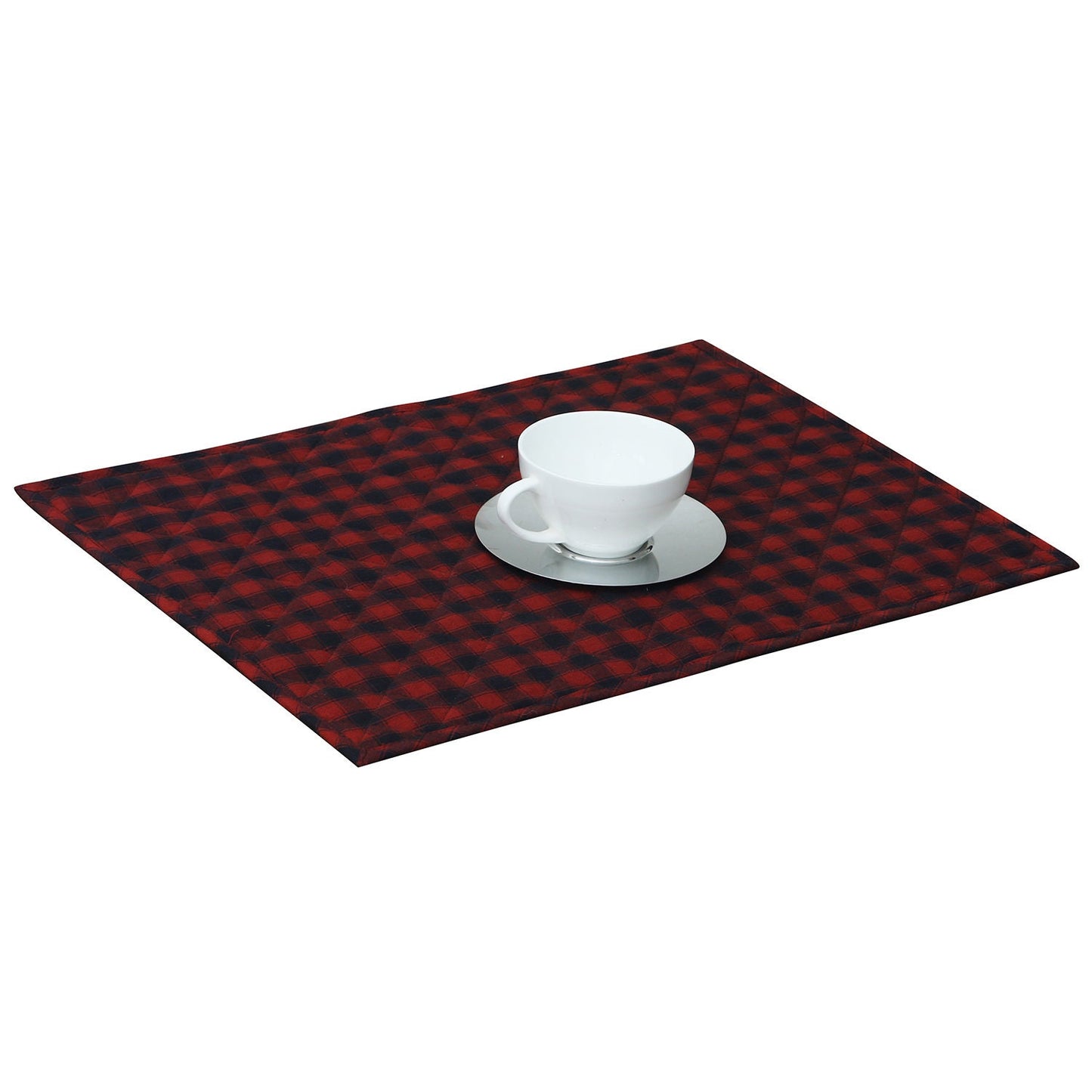Quilted PLACEMAT Black/red buffalo Country Plaid Country Plaid 14"X19" by HOME HEART Brands/Tablemat