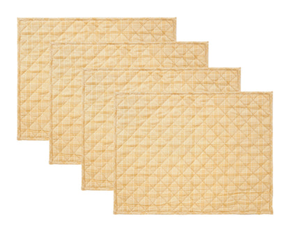 Quilted PLACEMAT beige Country Plaid 14"X19" by HOME HEART Brands/Tablemat