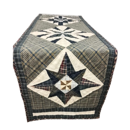 Table runner hand quilted, Table Toppers Star of Star plaid Patchwork Table runner Country Style  by HOME HEART Brands(made in INDIA)