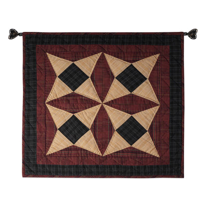Hand made Hand quilted Throw Quilt, Wall hanging, Table Topper Spinning wheel blue burgundy plaid quilt by Home Heart brands (Made in India)