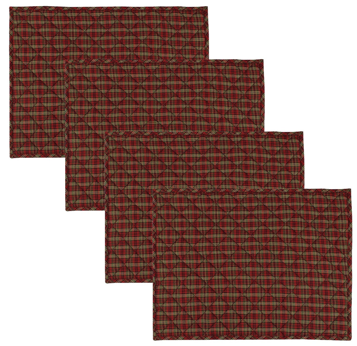 Quilted PLACEMAT cranberry red Country Plaid 14"X19" by HOME HEART Brands/Tablemat