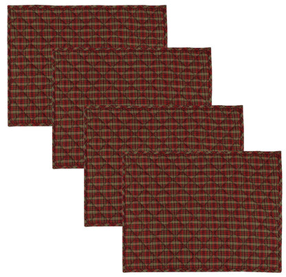 Quilted PLACEMAT cranberry red Country Plaid 14"X19" by HOME HEART Brands/Tablemat