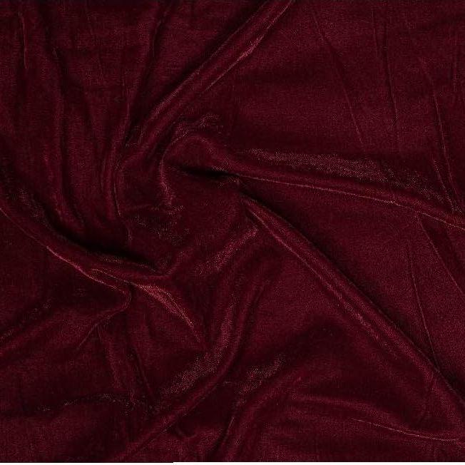 Deep wine maroon color micro velvet soft fabric 42� wide choose your yard meter in cut collection by HOME HEART Brands (Made in India)