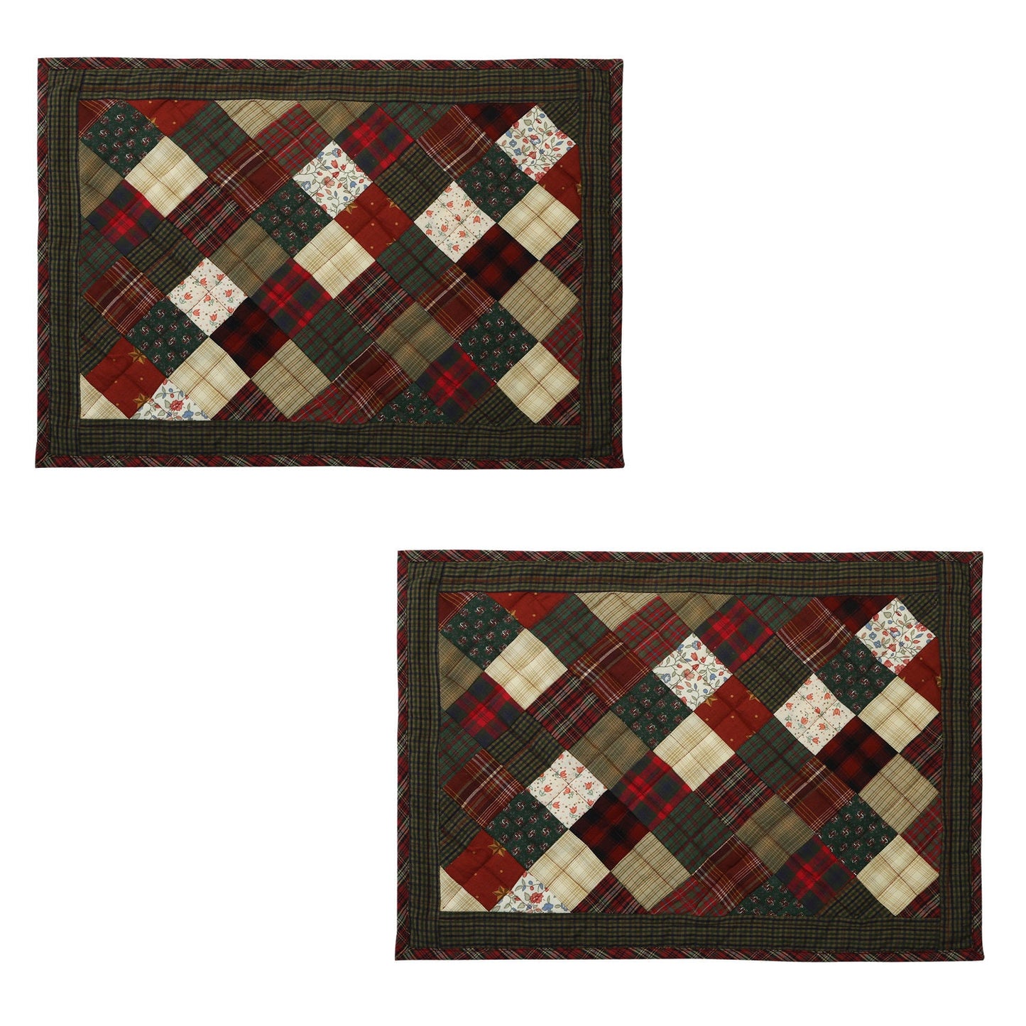Quilted placemats / Tablemat patchwork 14"X19" Winter mix country by HOME HEART Brands(Made in India)