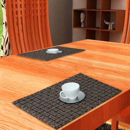 Quilted PLACEMAT Black/Beige Country Plaid Country Plaid 14"X19" by HOME HEART Brands/Tablemat
