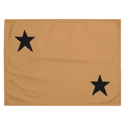 Cotton placemat & Toppers Premium tapestry cotton fabric beige with black star applique embroidered by Home Heart Brands(Made in India)