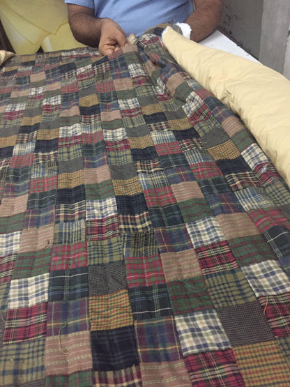 Make to order :Amish quilt calico quilted squares Hand Quilted heirloom quality intricate size patchwork by HOME HEART Brands(Made in India)