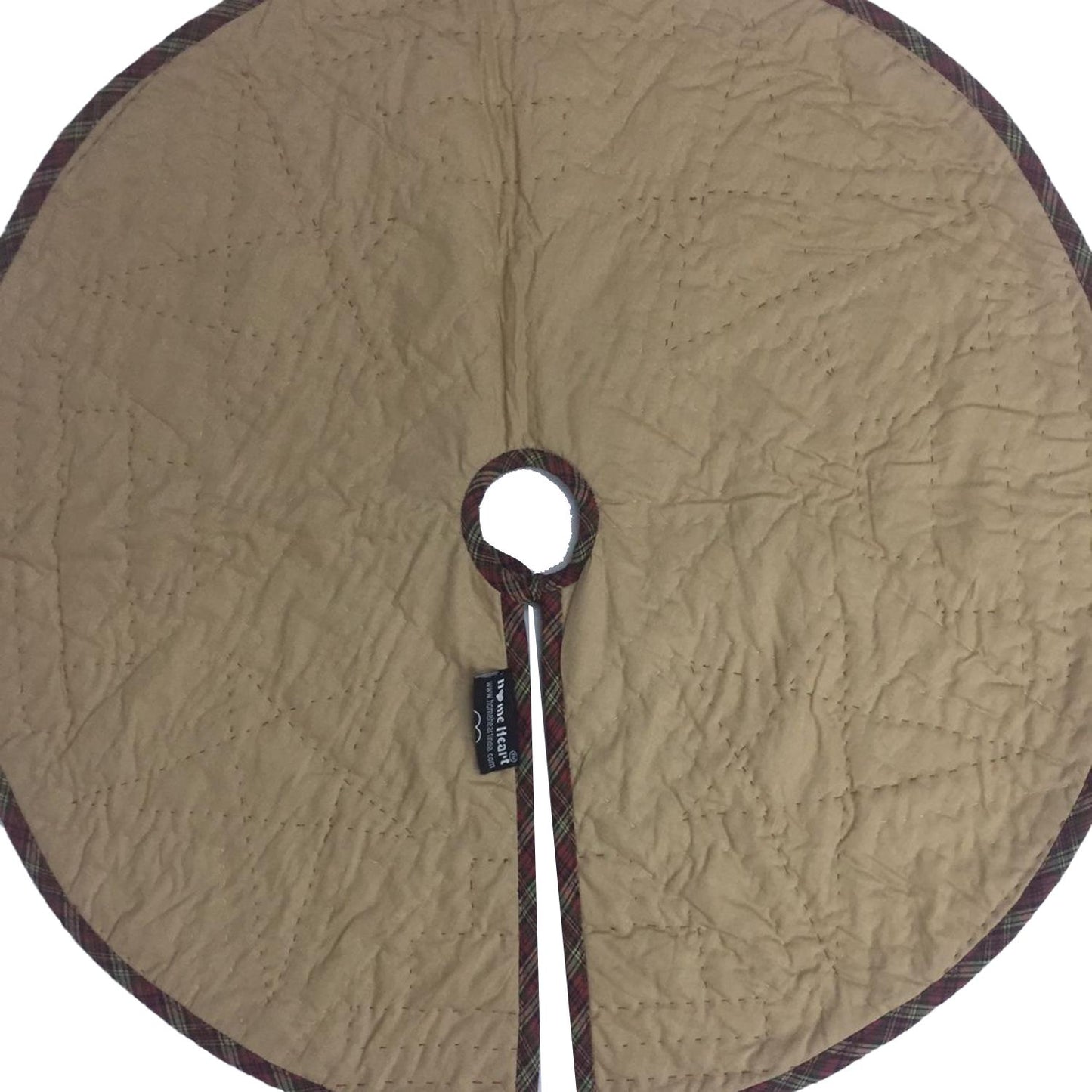 Christmas tree skirt 24" inch hand made hand quilted  star & stripes plaid Heirloom Quality tree skirt by HOME HEART Brands( Made in India)