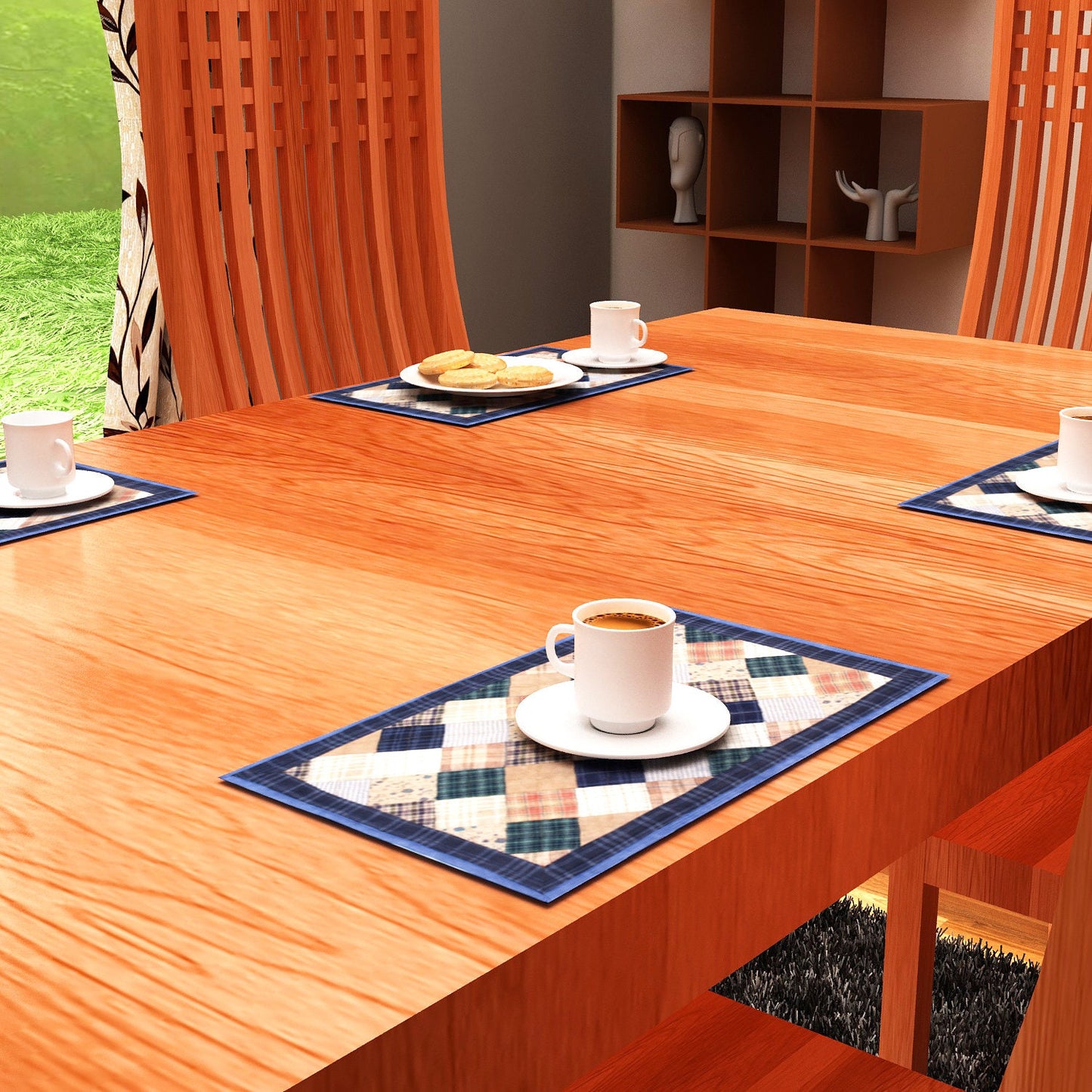 Quilted placemat & table mat patchwork summer  mix country  plaid, calico print by HOME HEART Brands( made in INDIA)