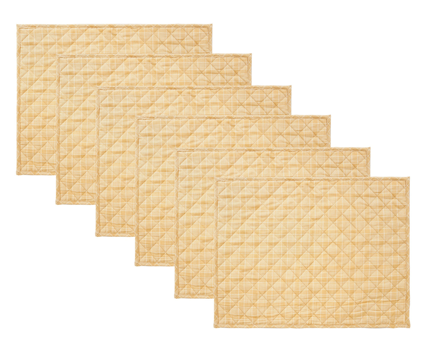 Quilted PLACEMAT beige Country Plaid 14"X19" by HOME HEART Brands/Tablemat
