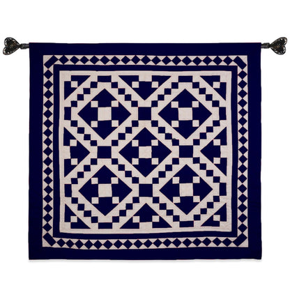 Wall hanging hand made hand quilted quilt, Throws, Table topper, Baby Quilt  Navy blue Diamond square cotton quality by HOME HEART Brands