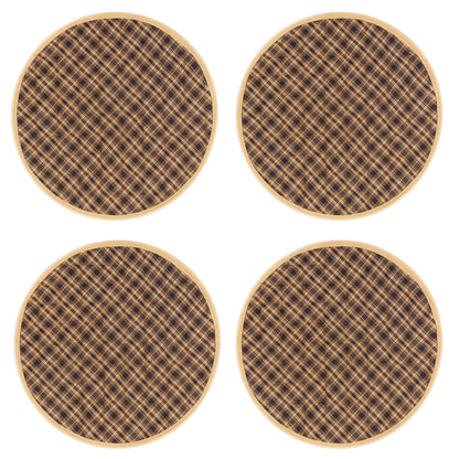 Wedge quilted placemat ,Trivet, pot holder, table mat Farm house Buffalo plaid cotton black & tan reversible mat by HOME HEART Brands(India)