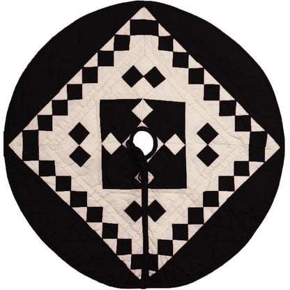Christmas tree skirt hand made hand quilted patchwork country Black Diamond quilt Heirloom Quality by HOME HEART Brands(Made in India)