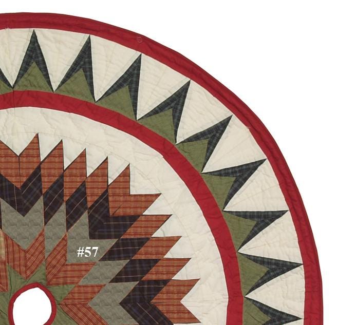 Christmas tree skirt Table top tree skirt Lone Star calico plaid hand quilted patchwork Heirloom Quality by HOME HEART Brands(Made in India)