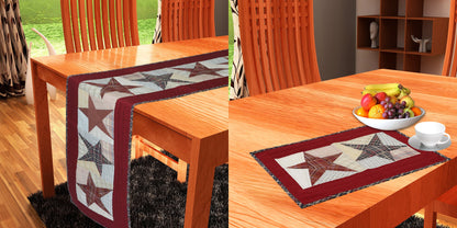 Quilted Table Runner & Toppers patchwork colonial country star primitive plaid by HOME HEART Brands( made in INDIA)