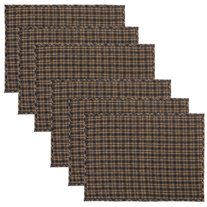 Quilted PLACEMAT Black/Beige Country Plaid Country Plaid 14"X19" by HOME HEART Brands/Tablemat
