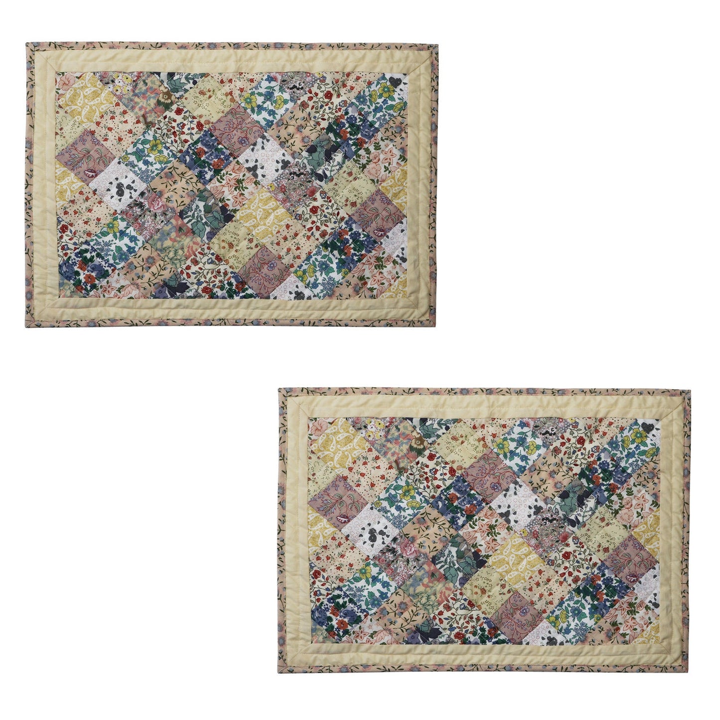 quilted placemats tablemats patchwork Calico Country Floral 14"X19" by HOME HEART Brands (Made in India)