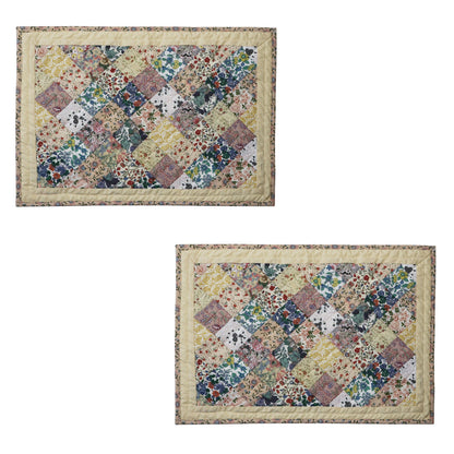 quilted placemats tablemats patchwork Calico Country Floral 14"X19" by HOME HEART Brands (Made in India)