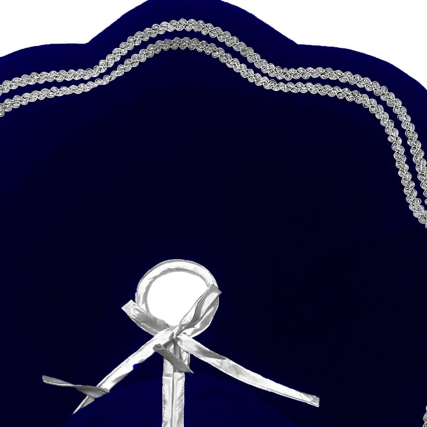 Christmas Tree Skirt Handcrafted Scallop Design royal blue Velvet, silver Trim Double Layer Heirloom by HOME HEART Brands(Made in India)