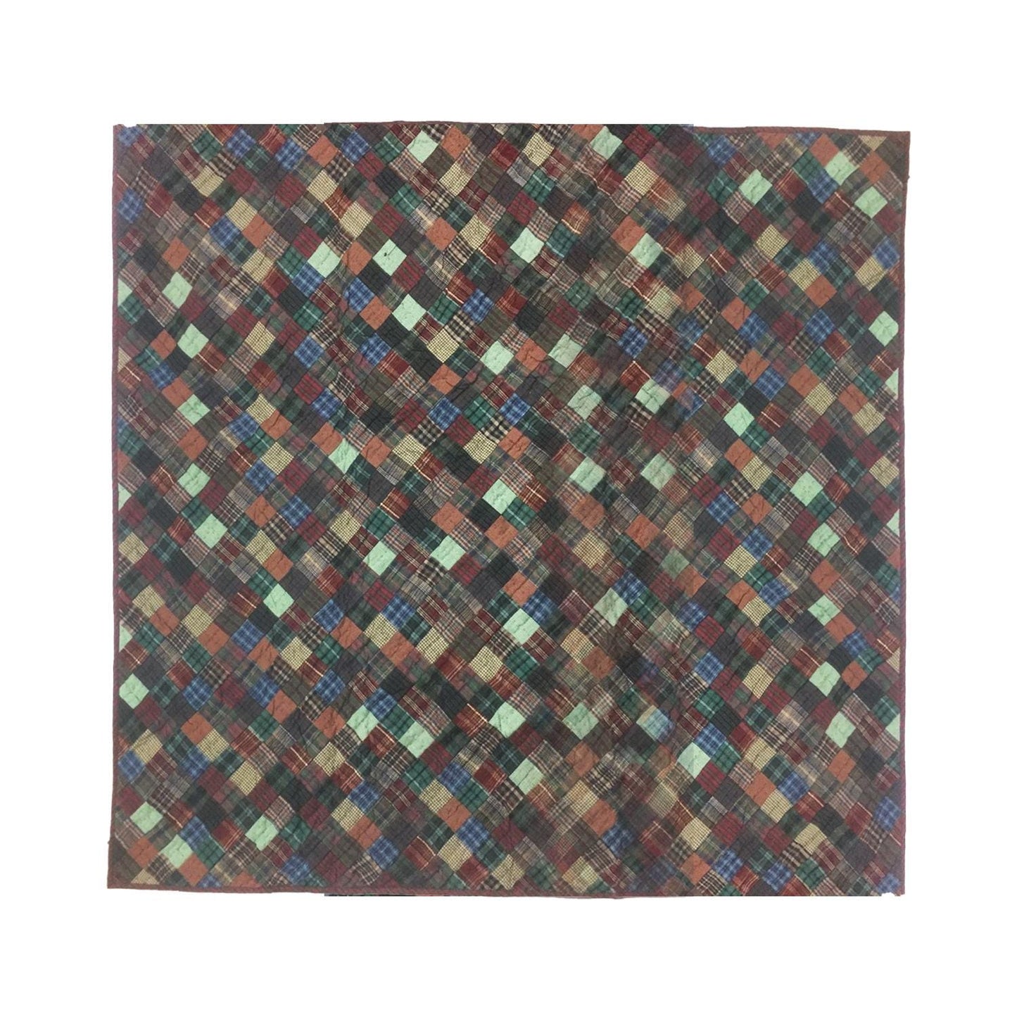 Wall hanging Hand made hand quilted quilt, Throws, Table topper Quilt dazzling square plaid 100% Cotton Quality by HOME HEART Brands
