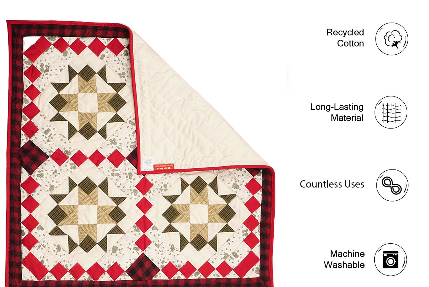 Table runner, small quilt,Wallhanging  Table Toppers multi prints Twinkle star patchwork with sew pocket by HOME HEART Brands(Made in India)