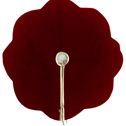 Christmas Tree Skirt Handcrafted Scallop Design burgundy wine Velvet, Gold Trim Double Layer Heirloom by HOME HEART Brands(Made in India)