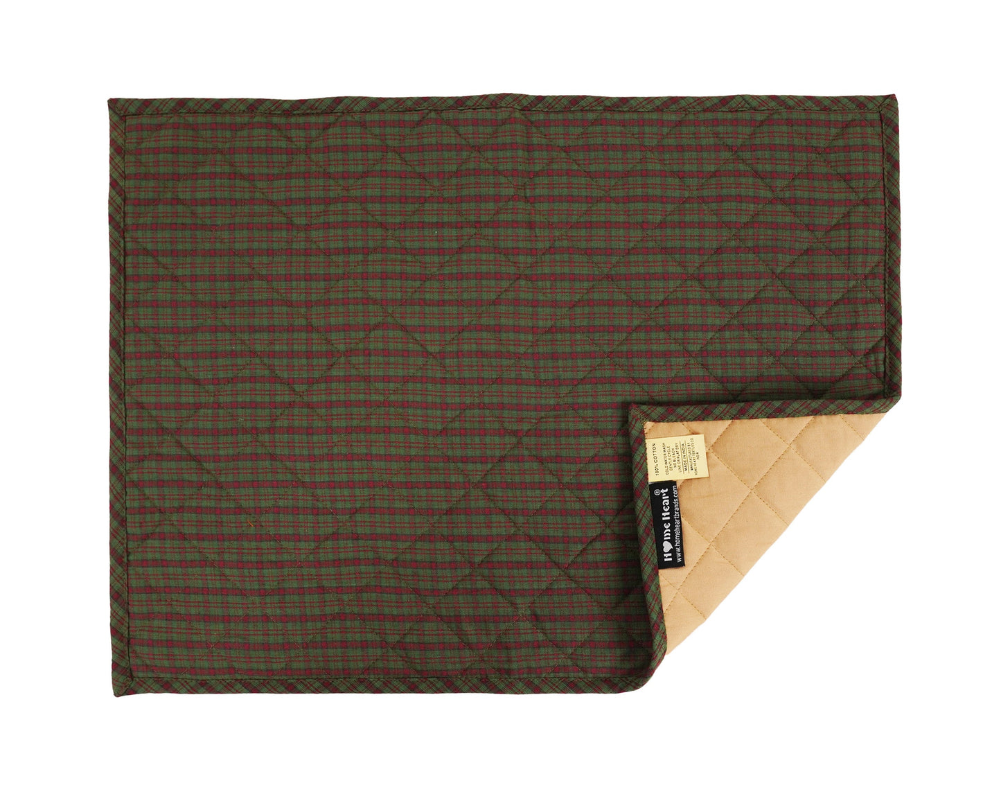 Quilted PLACEMAT & Table toppers country plaid 14"X19" by HOME HEART Brands/Table mat(Made in India)