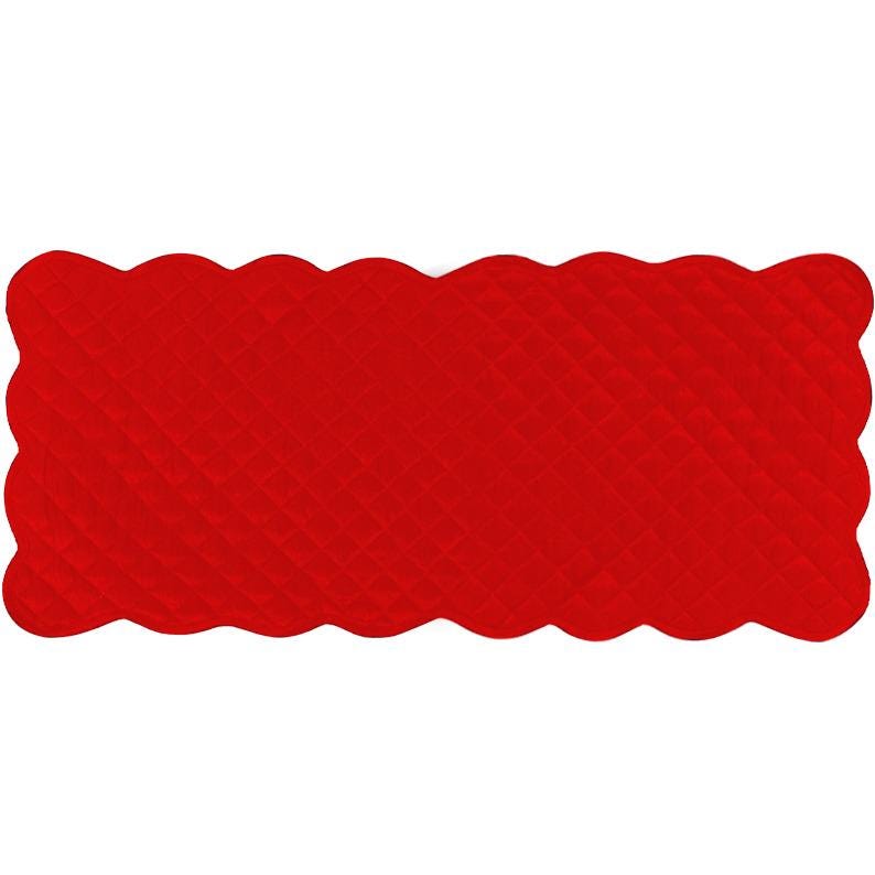 Dupioni silk Bright red quilted Table Runner & Toppers scallop border reversible double layer by Home Heart Brands(made in INDIA)