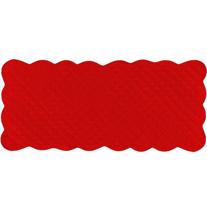 Dupioni silk Bright red quilted Table Runner & Toppers scallop border reversible double layer by Home Heart Brands(made in INDIA)