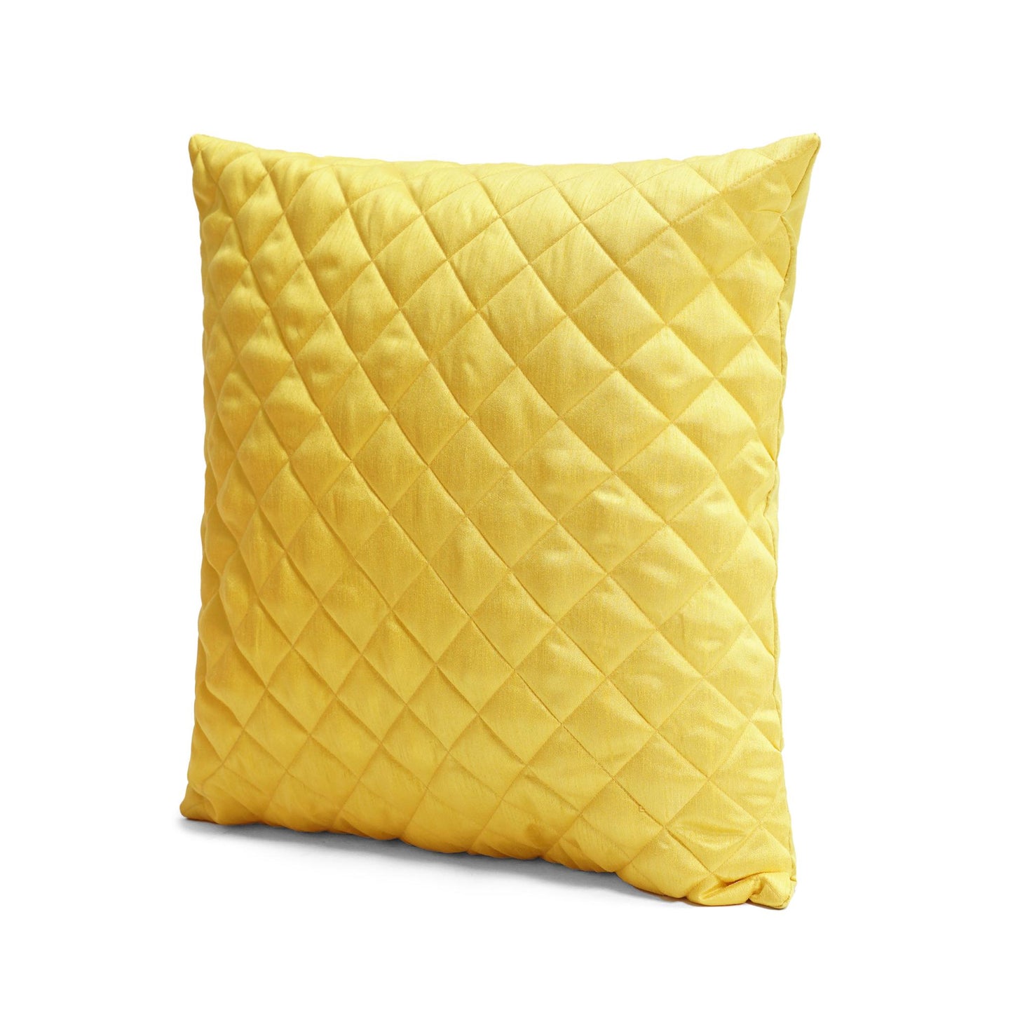 Lemon yellow Quilted Faux Dupioni Silk Cushion Covers Throw Pillow, Zipper Closure, Accent Pillow  Decorative pillow by HOME HEART Brands