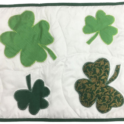 Shamrock St Patrick's Day Quilted Table Runner, Table Toppers bed topper, tablecloth, Handmade runner, by HOME HEART Brands( Made in India)