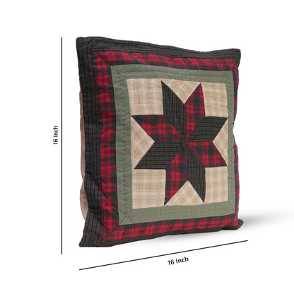 Quilted patchwork pillow cover, cushion cover, decorative throw pillow winter berry star plaid  by HOME HEART Brands(made in India)