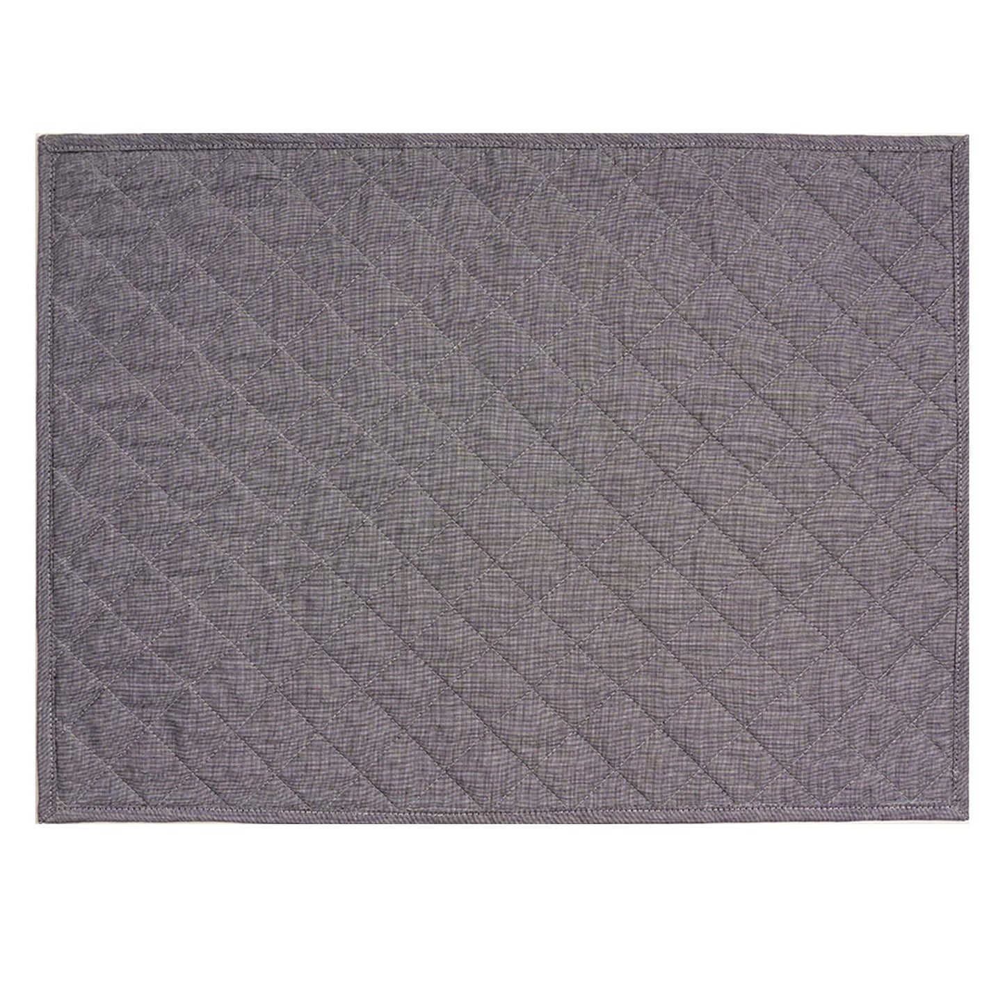 Quilted placemat table mat gray 100% cotton chambray 14"X19" by HOME HEART Brands (made in INDIA)