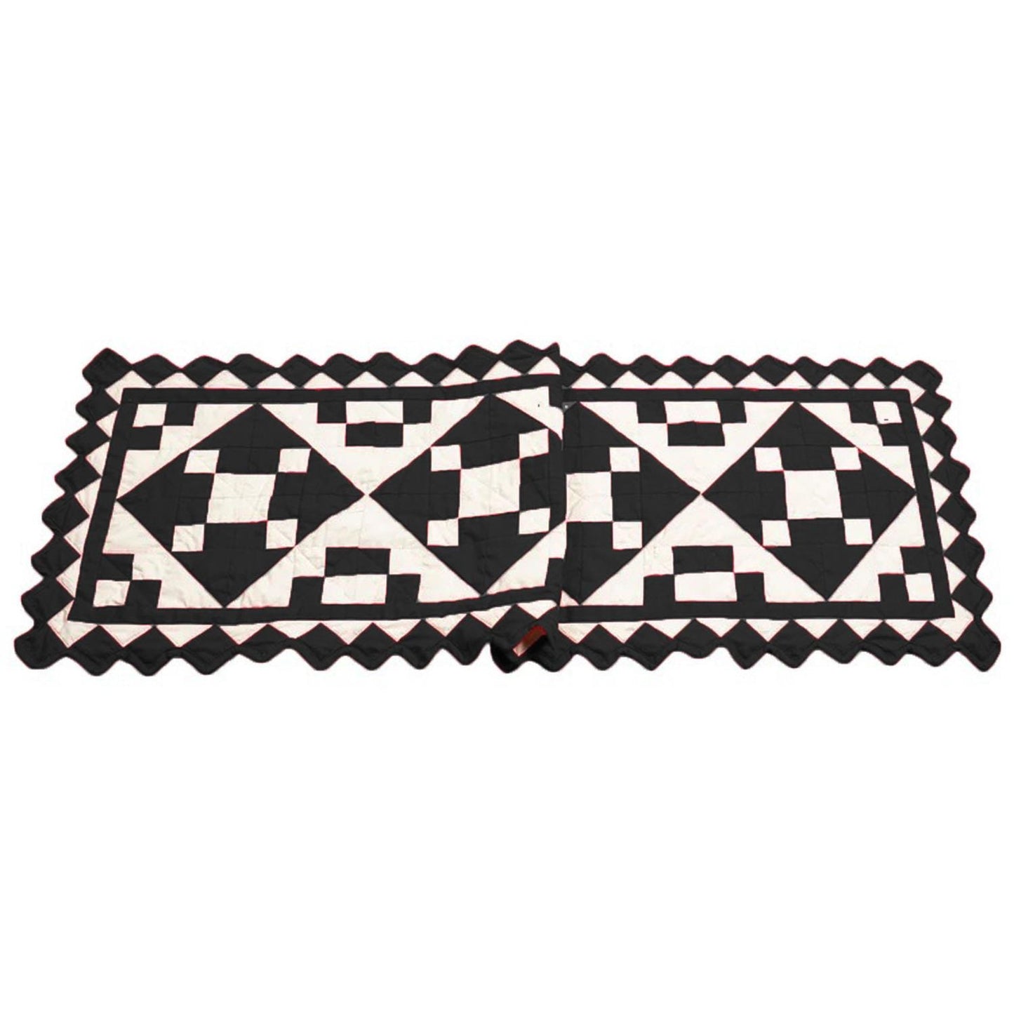 Quilted Table Runners & Toppers patchwork Black diamond square calico cotton fabric by HOME HEART Brands( made in INDIA)