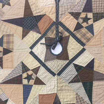 Christmas tree skirt 48 inch round hand made hand quilted patchwork primitive star plaid  tree skirt Thick Double Layer by HOME HEART Brands