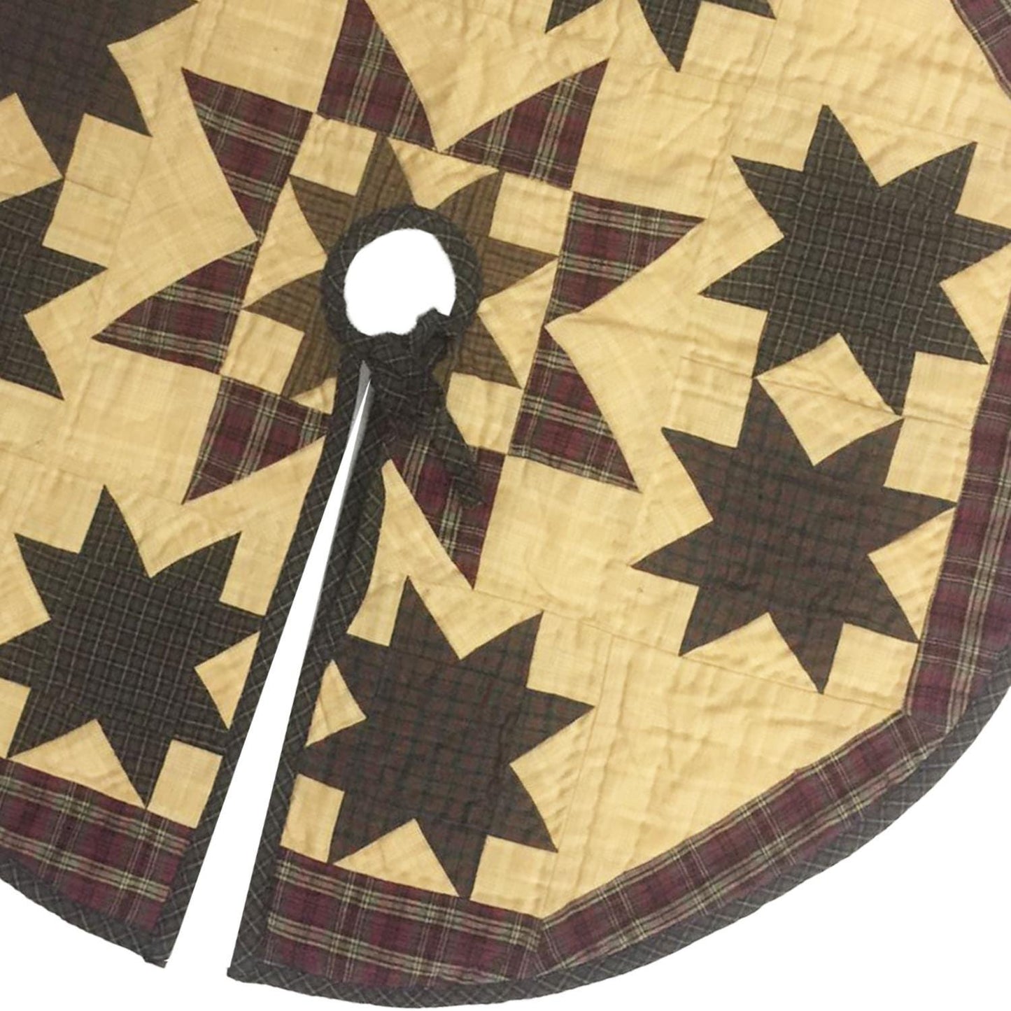 Christmas tree skirt 24" inch hand made hand quilted  star of stars plaid Heirloom Quality tree skirt by HOME HEART Brands( Made in India)