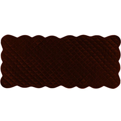 Dupioni silk brown farm house quilted Table Runner & Toppers scallop border reversible double layer by Home Heart Brands(made in INDIA)