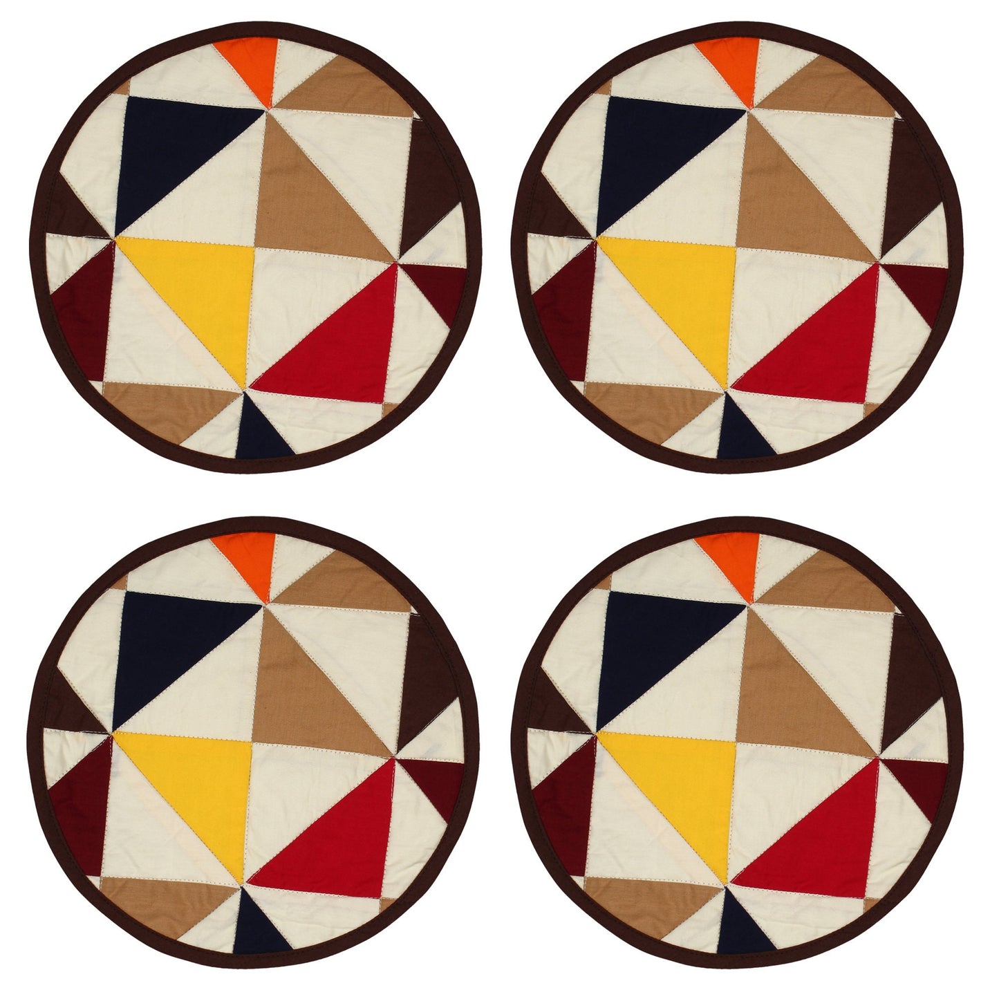 Quilted placemat & table mat, round patchwork table topper quilt country Kaleidoscope multi calico  by HOME HEART Brands( made in INDIA)