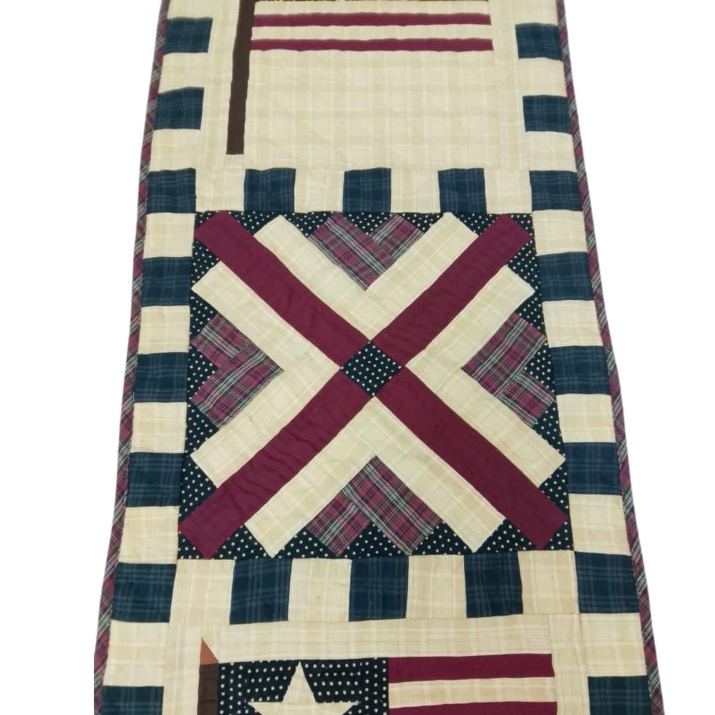 Table runner hand quilted, patchwork, Table Toppers Calico country American flag  Patchwork Table runner by HOME HEART Brands(made in INDIA)