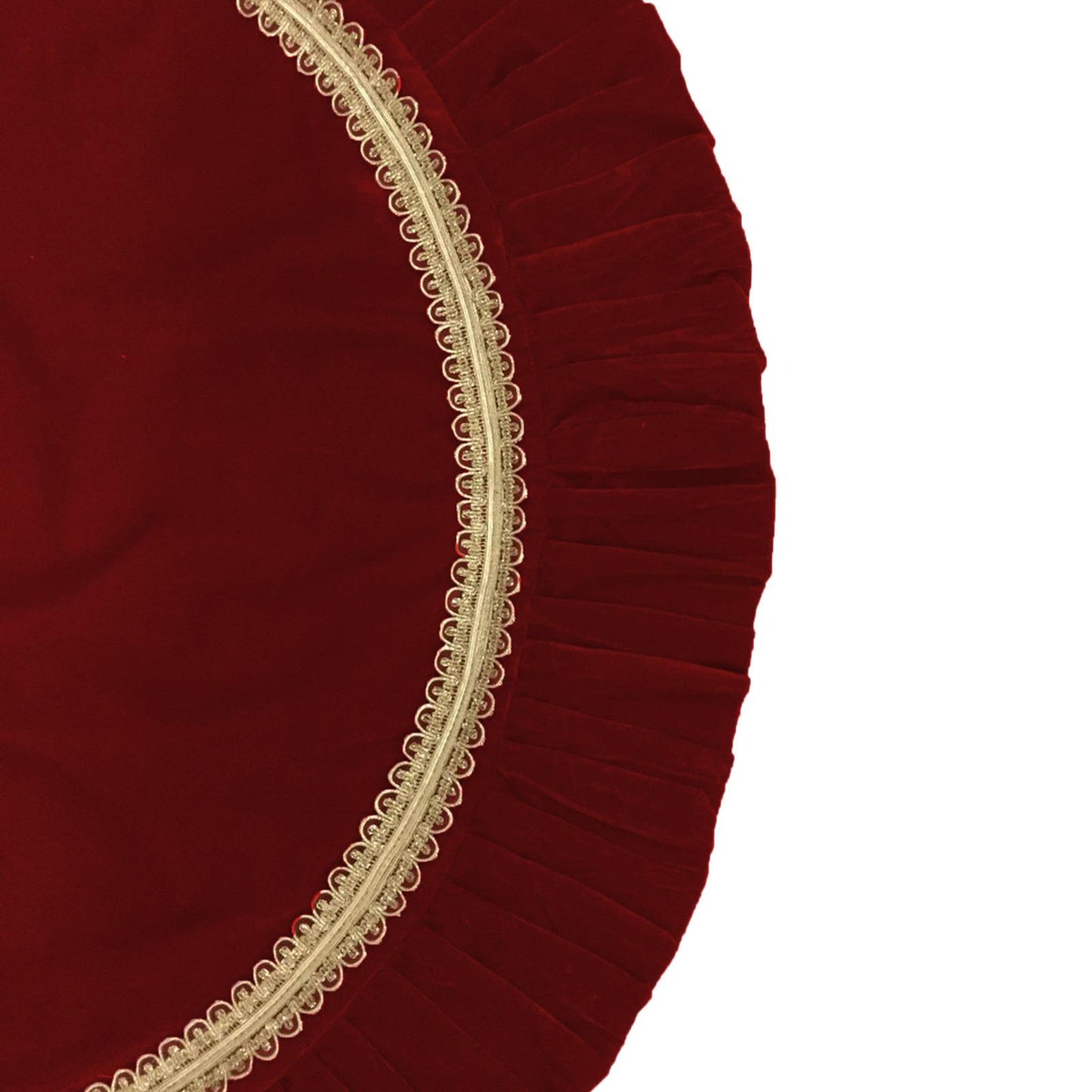 Tree Skirt with ruffle Handcrafted burgundy wine Velvet, Gold Trim & gold border Double Layer Heirloom by HOME HEART Brands(Made in India)