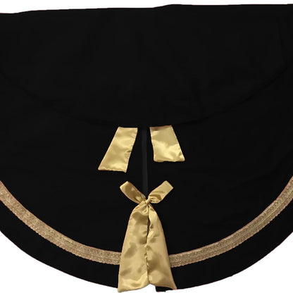 Christmas tree skirt hand crafted Luxurious black velvet & satin bow double Layer Heirloom Quality by HOME HEART Brands(Made in India)