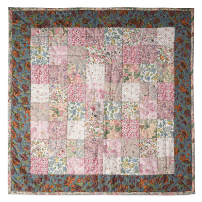Hand made Hand quilted Throw Quilt, Table Topper 20"x20" calico floral quilt by Home Heart brands (Made in India)