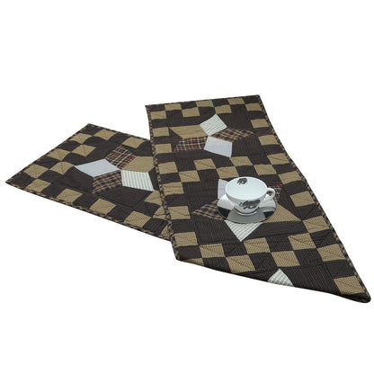 Quilted patchwork Table Runner & Toppers Blazing Country star plaid by HOME HEART Brands(Made India)