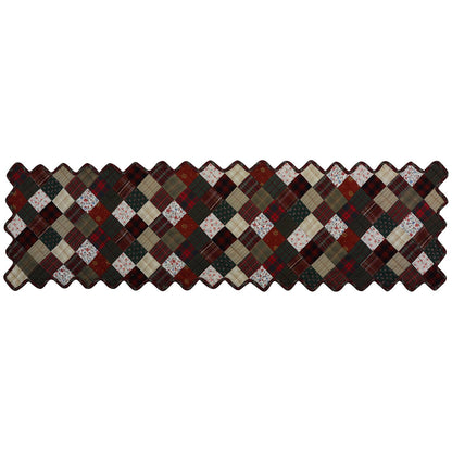 Quilted Table Runner & Toppers patchwork Mix plaid, print Country  by HOME HEART Brands (Made in India)