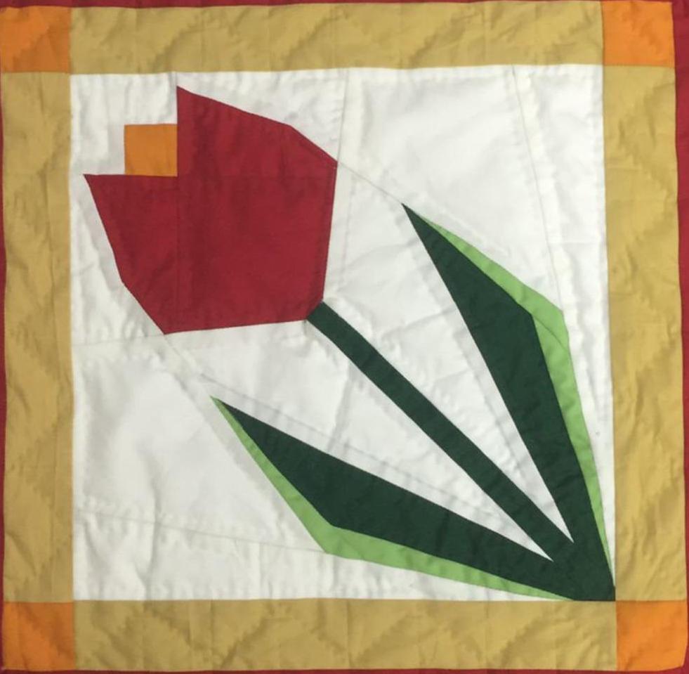 Tulip Flower hand made, hand quilted table runner, throw, patchwork Table Toppers Calico cotton fabric by HOME HEART Brands(made in INDIA)
