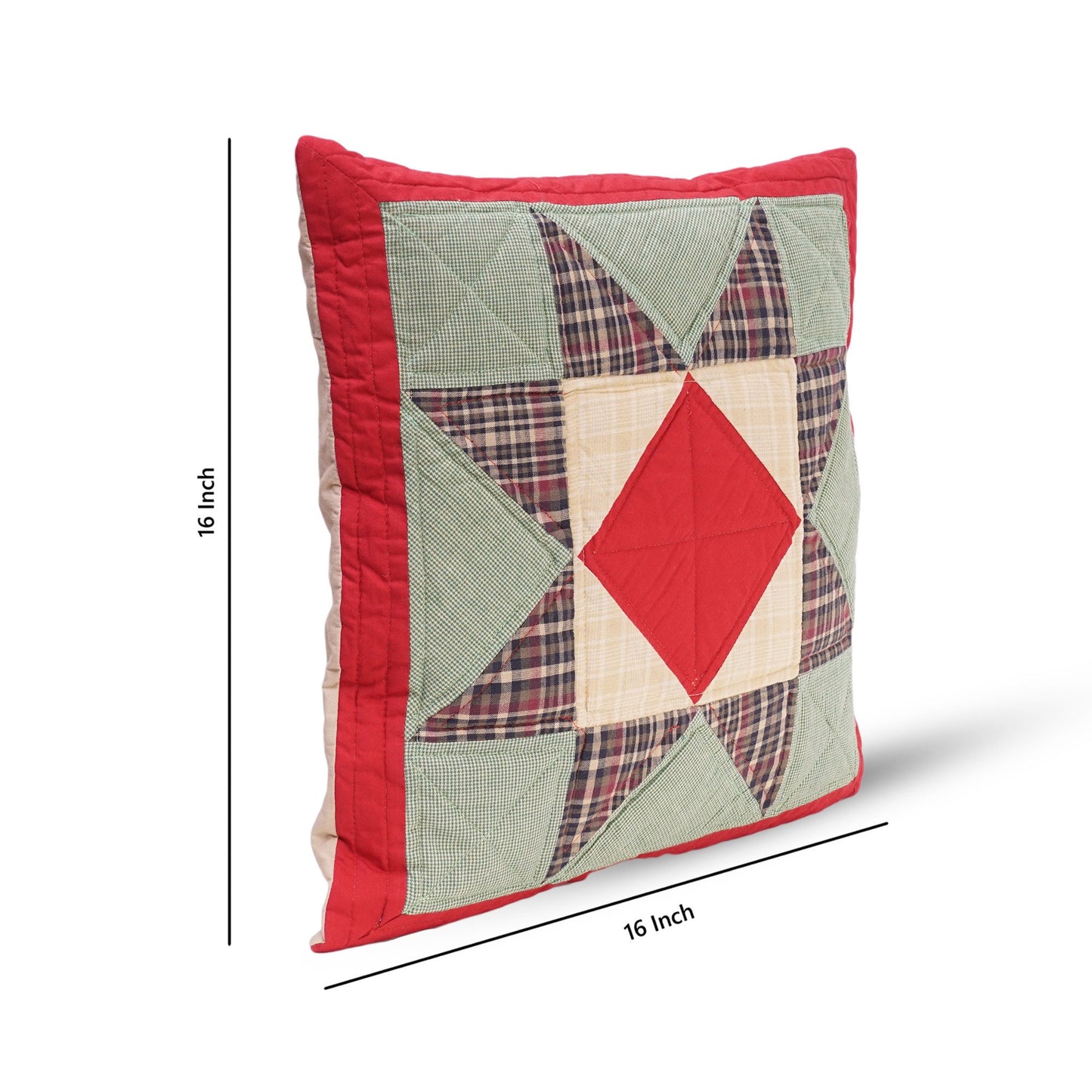 Quilted patchwork pillow cover, cushion cover, decorative throw pillow, pillow Rising Country Star by HOME HEART Brands(made in India)