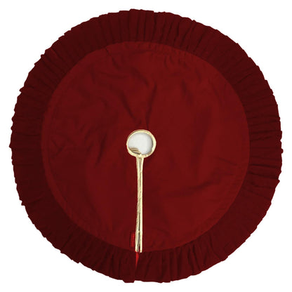 Tree Skirt with ruffle Handcrafted burgundy wine Velvet, Gold Trim & gold border Double Layer Heirloom by HOME HEART Brands(Made in India)