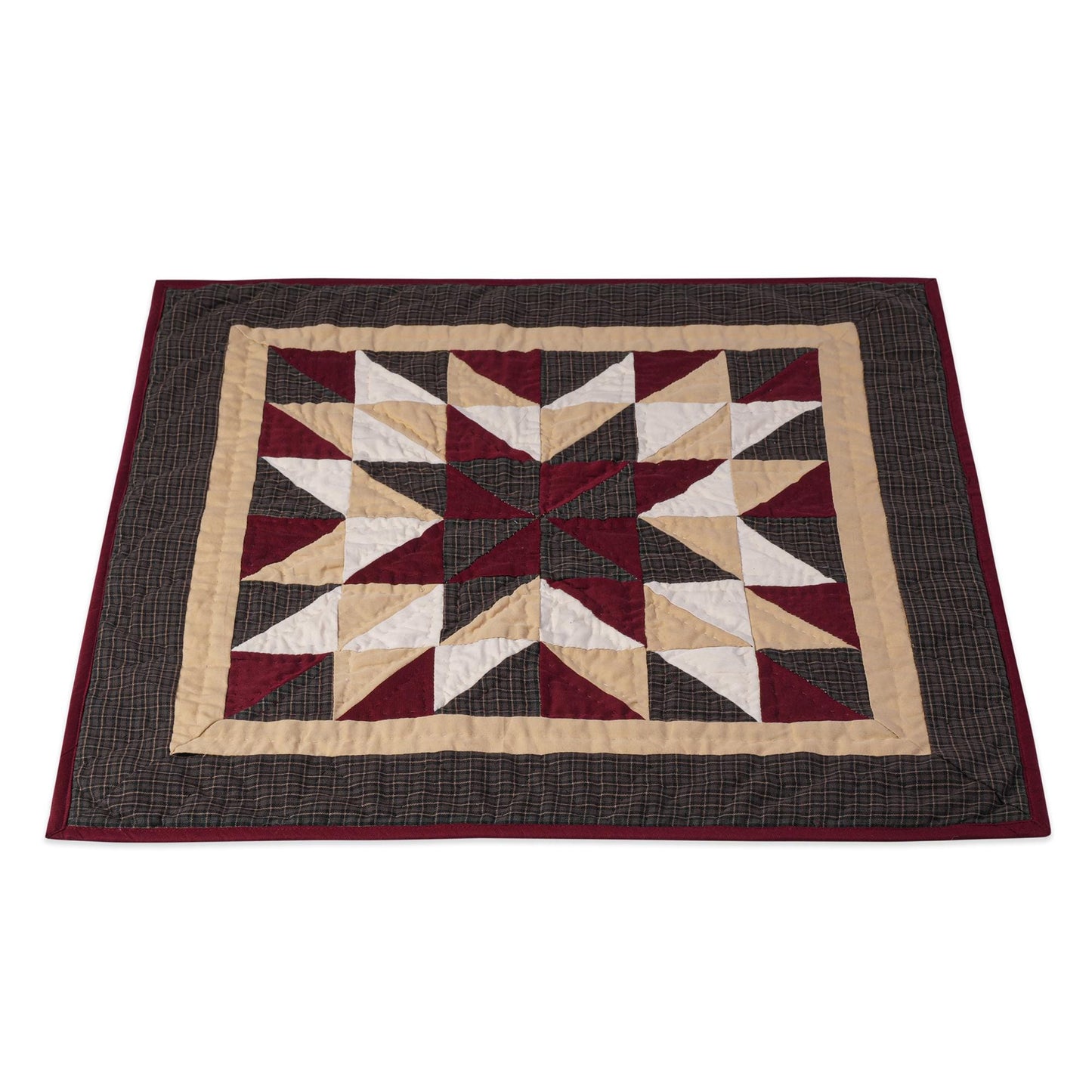 Hand made Hand quilted Throw Quilt, Table Topper 20"x20" Broken star blue plaid quilt by Home Heart brands (Made in India)